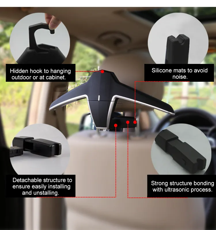 Car Luxury Headrest Coat/Jacket Hanger Removable Detachable Universal Mount